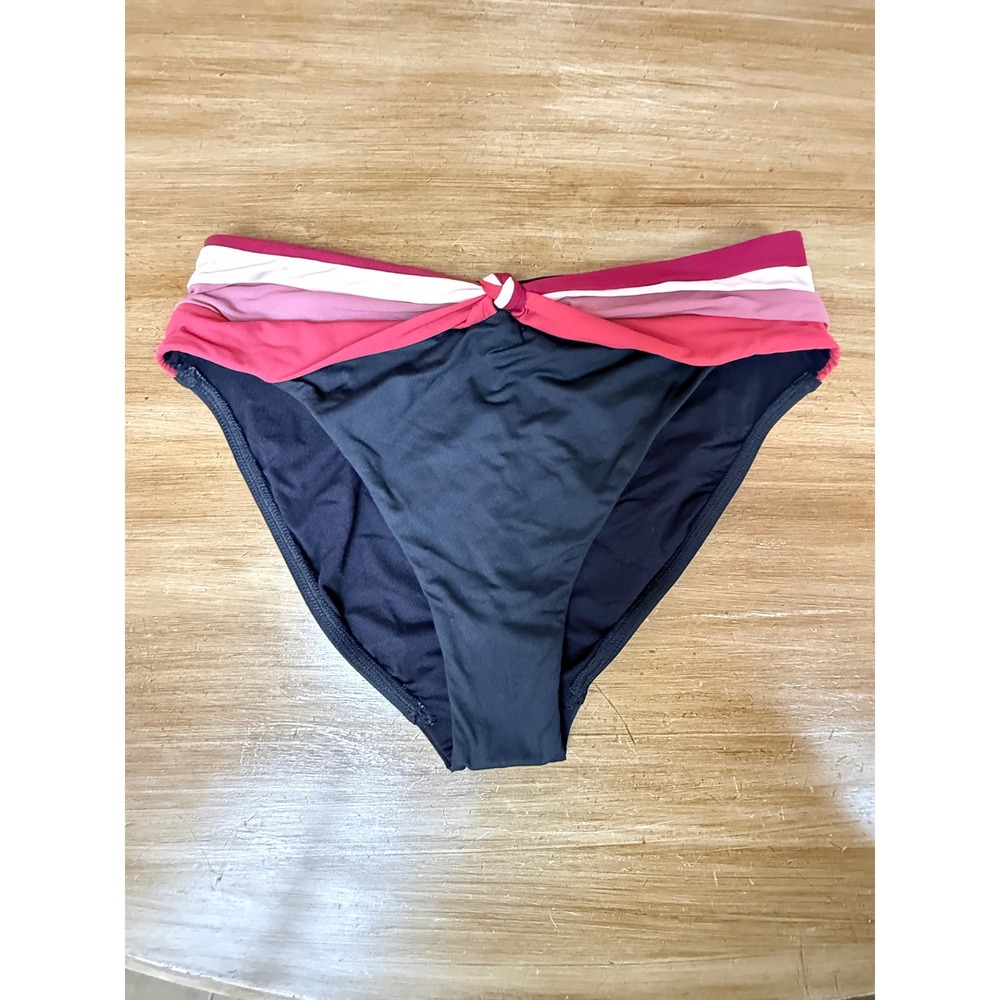 Robin Piccone Women's Billie High Waisted Twisted Knot Bikini Bottom Black L - Picture 3 of 5